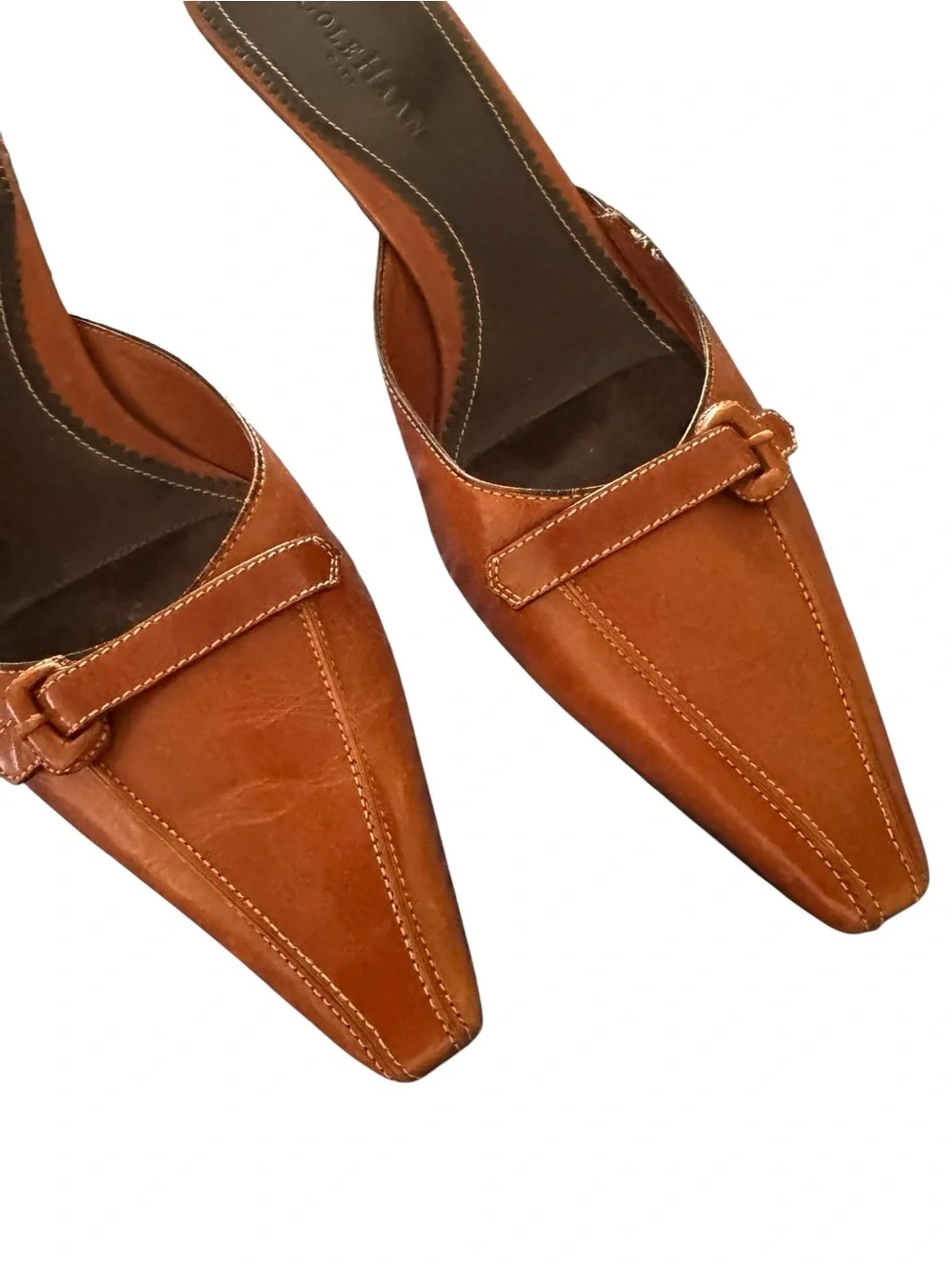 Cole Haan Brown Leather Pointed-Toe Mule Slides - Picture 3 of 5